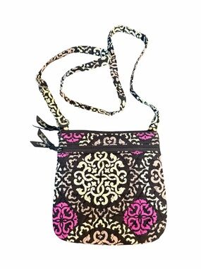 Vera Bradley Canterbury Hipster Black Crossbody w/ Pink & Cream Medallion Print